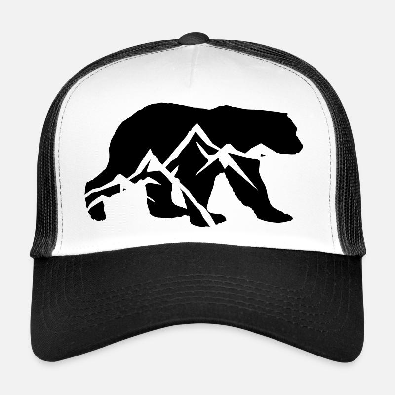 Silhouette d’ours brun Montagnes Casquette trucker 