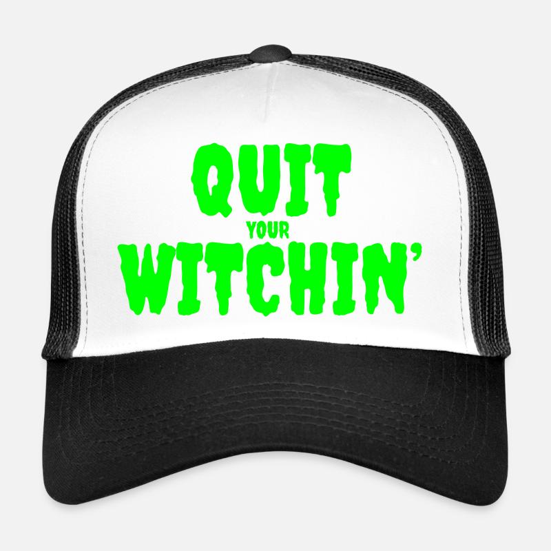 Spooky Green Witching Quit Design Trucker Cap