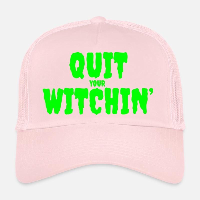 Spooky Green Witching Quit Design Trucker Cap