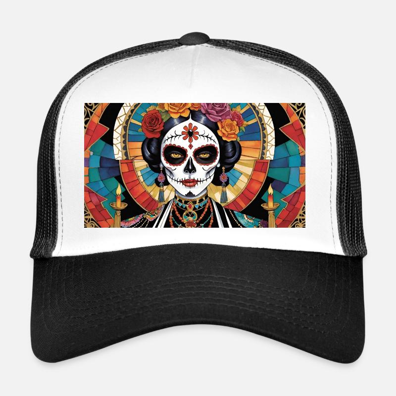 LA CATRINA DELUXE - Trucker Cap - Weiß/Schwarz