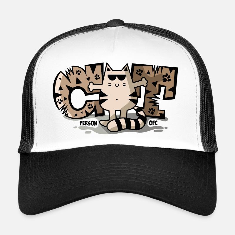 Cat Person Ofcourse - Cool Drôle Mignon Chat - Casquette trucker - blanc/noir