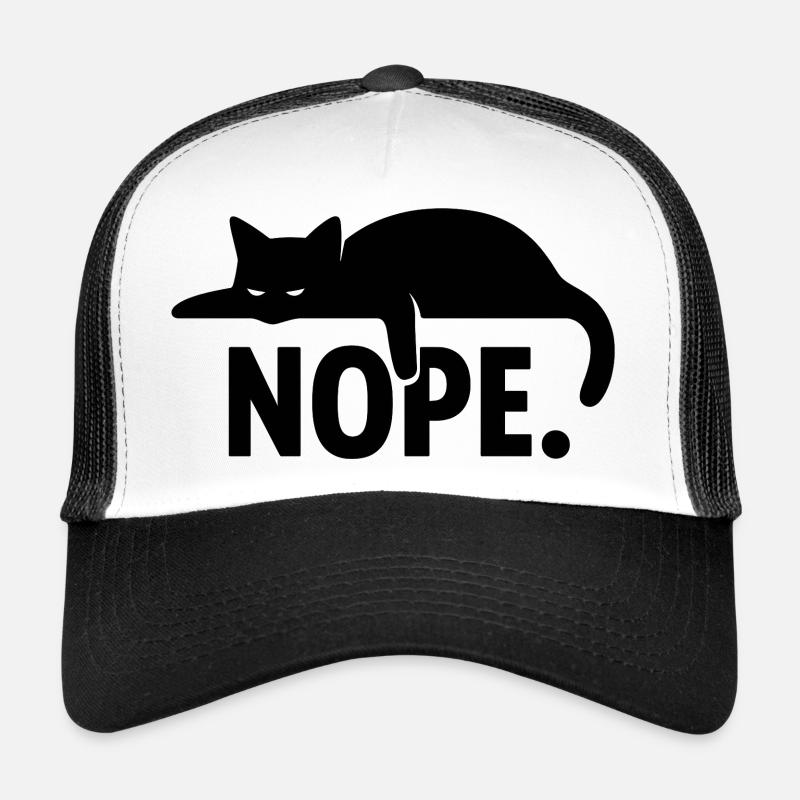 Nope Cat – Funny Minimal Design - Trucker Cap - white/black