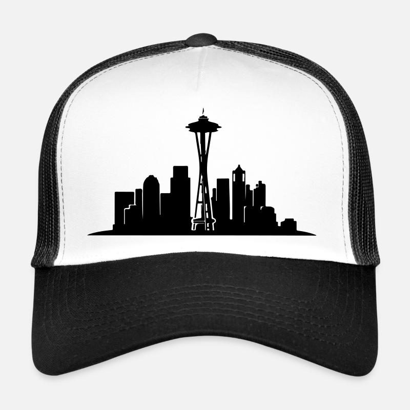 Seattle Skyline Silhouette Casquette trucker 