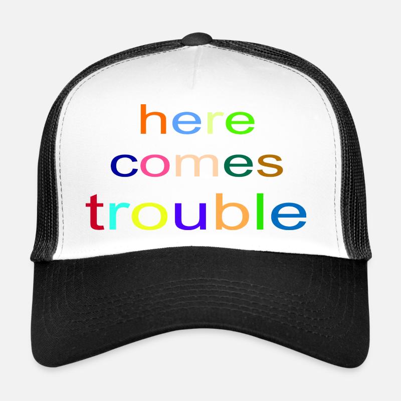 here_comes_trouble - Trucker Cap - Weiß/Schwarz