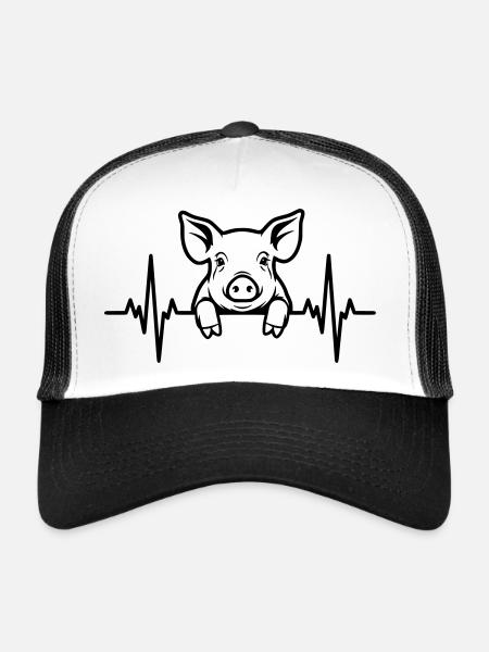 Pig Heartbeat – Sweet Piglet - Trucker Cap - white/black - Front