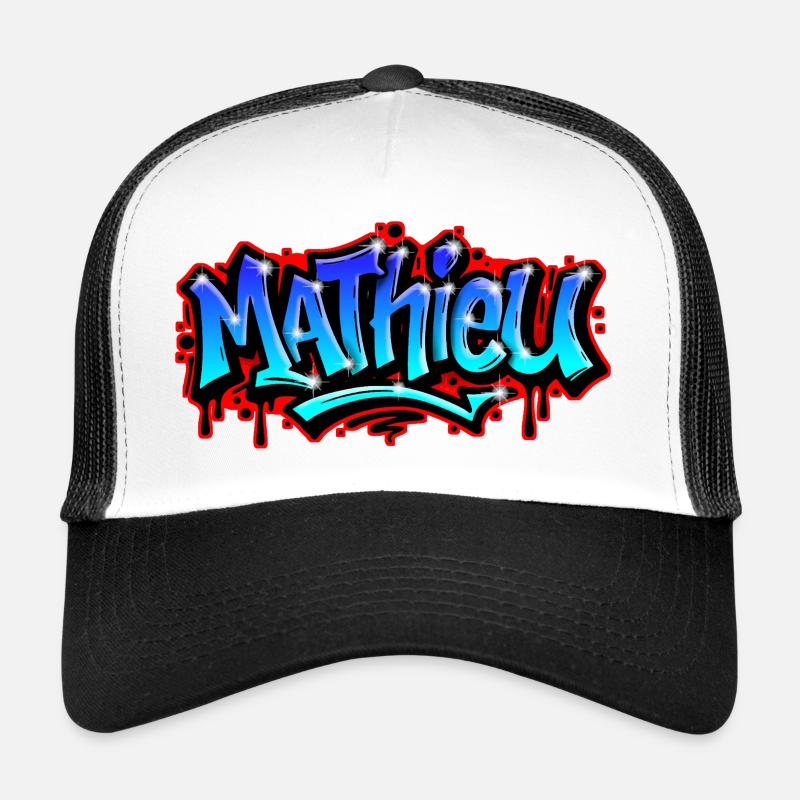 Mathieu Graffitiprénom imprimable Bleu Urbain Casquette trucker 