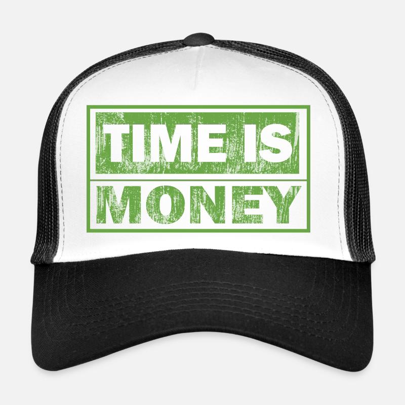 Le temps, c’est de l’argent en caractères verts Casquette trucker 