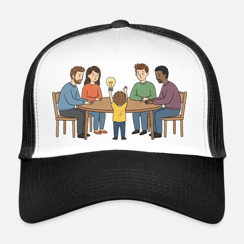 Kollektive Idee um einen Tisch - Trucker Cap - Weiß/Schwarz