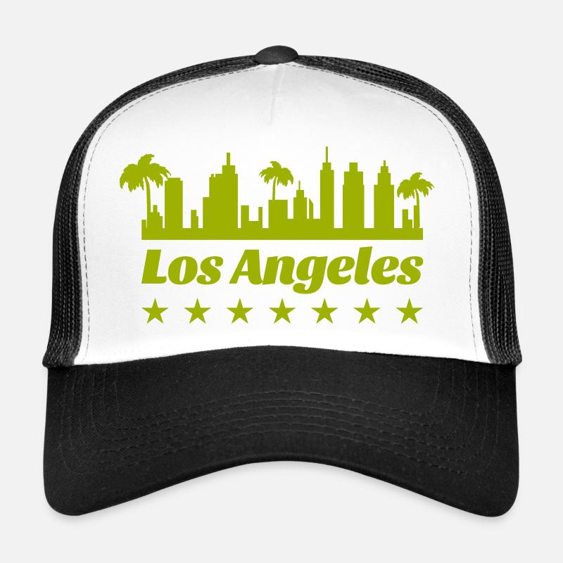 Los Angeles Skyline Palm Trees Silhouette Trucker Cap