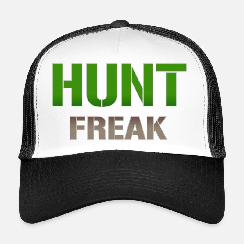 Typographie de la boule verte de Hunt Freak - Casquette trucker - blanc/noir