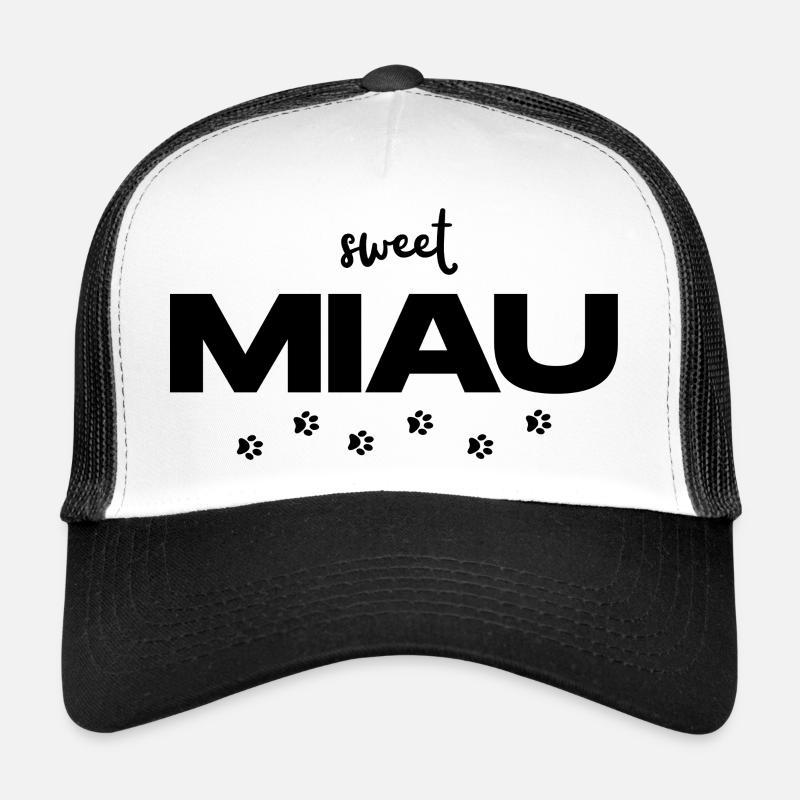 MIAOU – La déclaration du chat mignon - Casquette trucker  - blanc/noir
