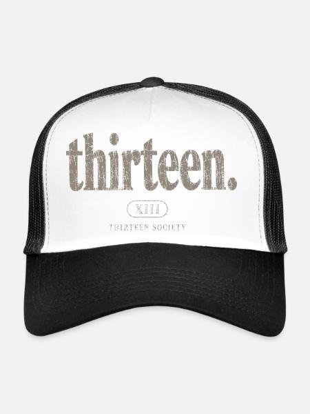 Thirteen Society Logo XIII - Trucker Cap - white/black - Front