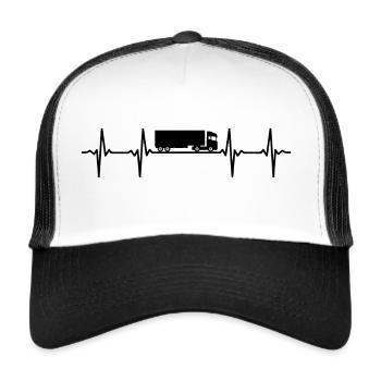 lkw fahrer herzschlag lastkraftwagen - Trucker Cap - Weiß/Schwarz - Vorne