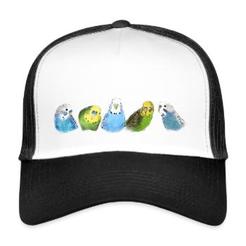 Wellensittiche - Trucker Cap - Weiß/Schwarz - Vorne