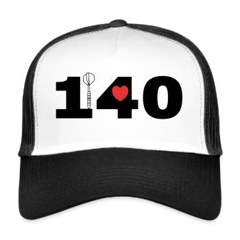 Ich Liebe Darts 140er - Trucker Cap - Weiß/Schwarz - Vorne