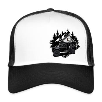 Defender // Tente de toit // Tente de toit nomades // Extérieur - Casquette trucker  - blanc/noir - Devant