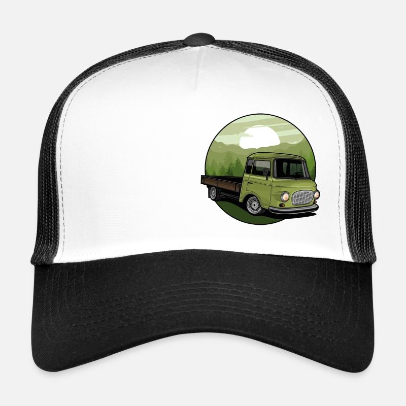 German Classic Car // Illustration // Barkas - Trucker Cap - Weiß/Schwarz