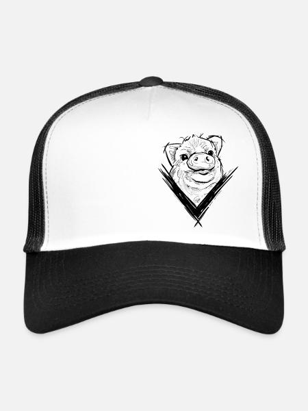 Porc V Conception droits des animaux pig - Casquette trucker  - blanc/noir - Devant
