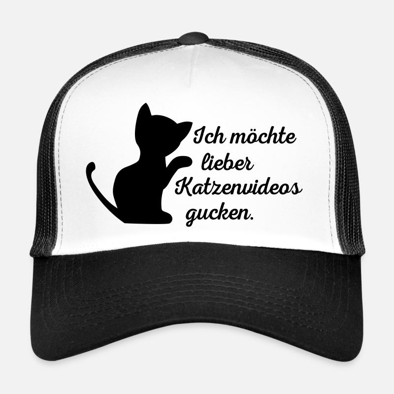 Katze - Trucker Cap - Weiß/Schwarz