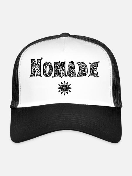 Nomade (en noir) - Casquette trucker  - blanc/noir - Devant