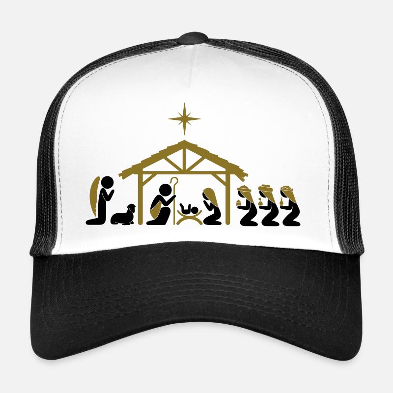 Weihnachtskrippe an Heiligabend - Trucker Cap - Weiß/Schwarz