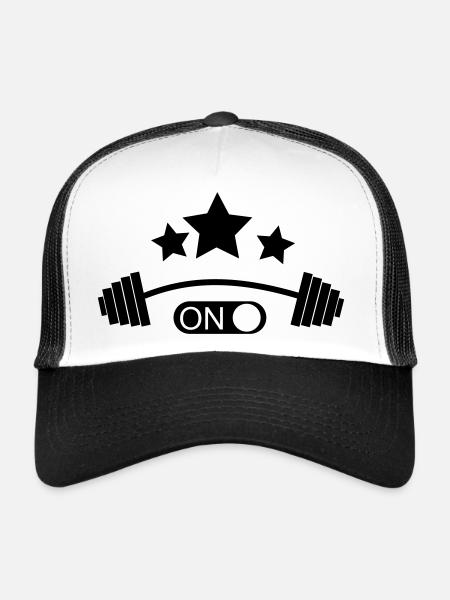 culturiste, musculation,fitness,entraînement,bête - Casquette trucker  - blanc/noir - Devant