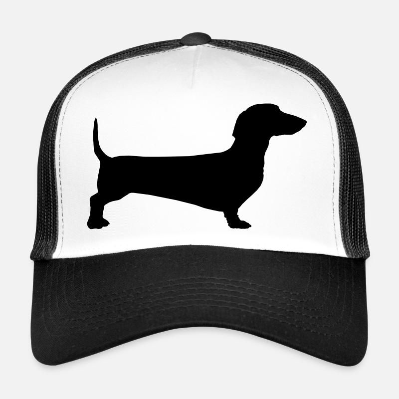 Ein Silhouettenumriss eines kurzhaarigen Dackels Trucker Cap