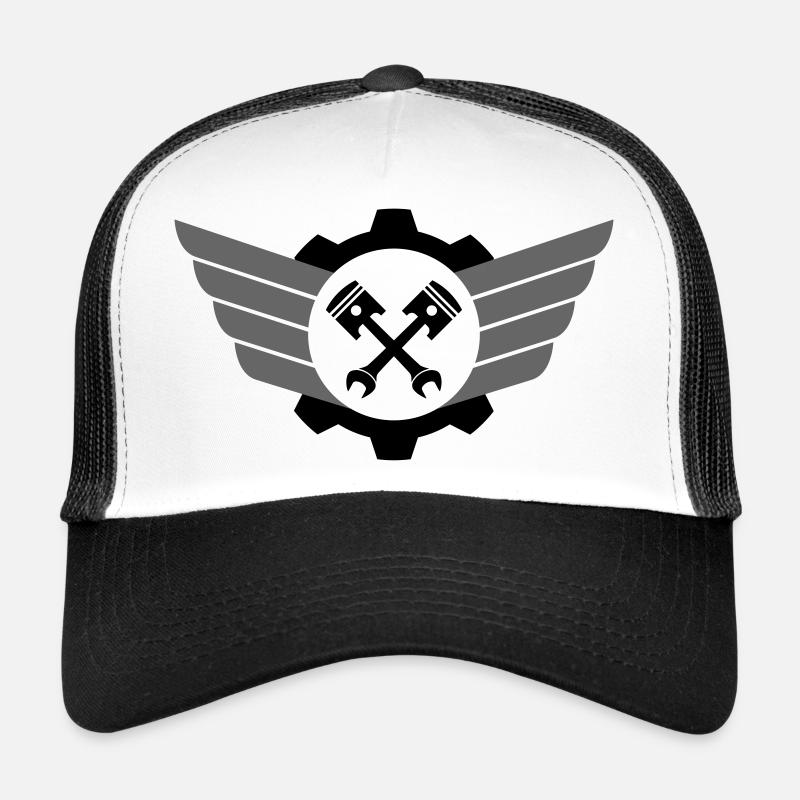 Clé de piston croisée avec engrenage et aile Casquette trucker 