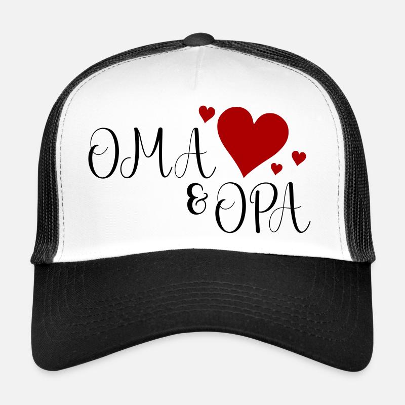 Oma und Opa Herz - Trucker Cap - Weiß/Schwarz