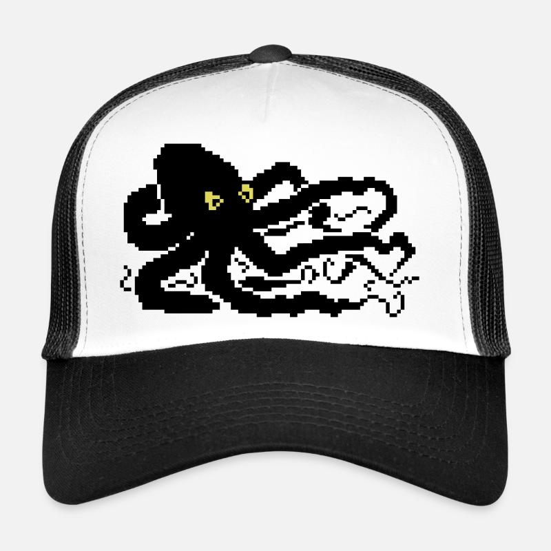 8bit pixel octopus - Trucker Cap - Weiß/Schwarz