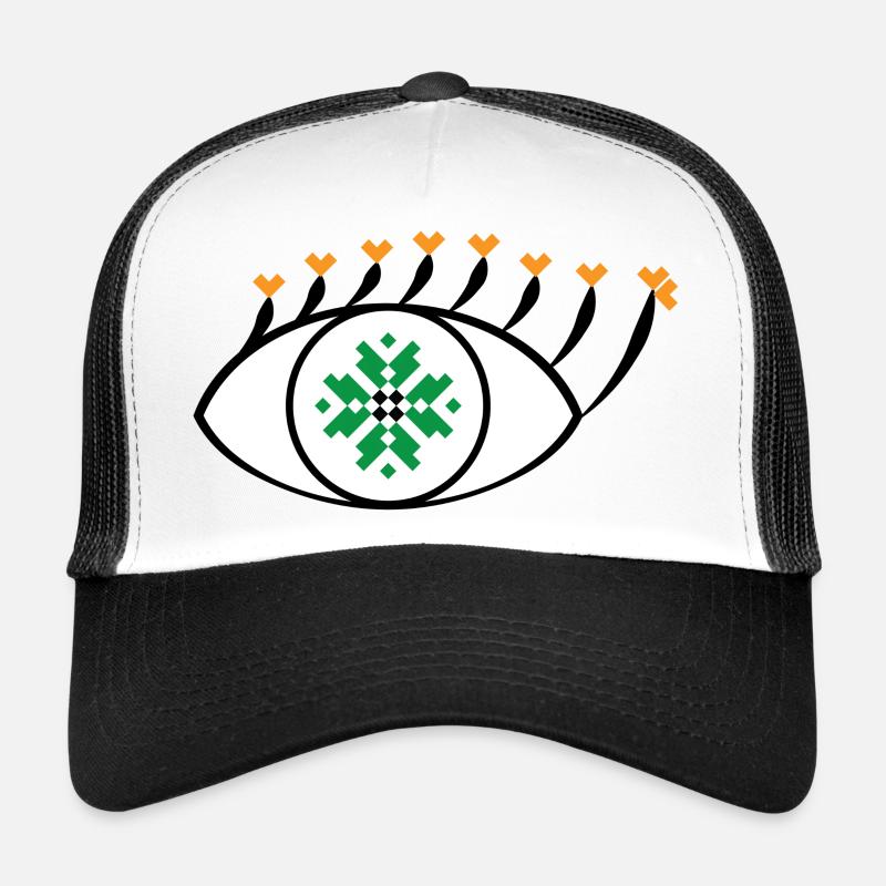 Eye - Traditional Romanian folk art pattern - Trucker Cap - white/black