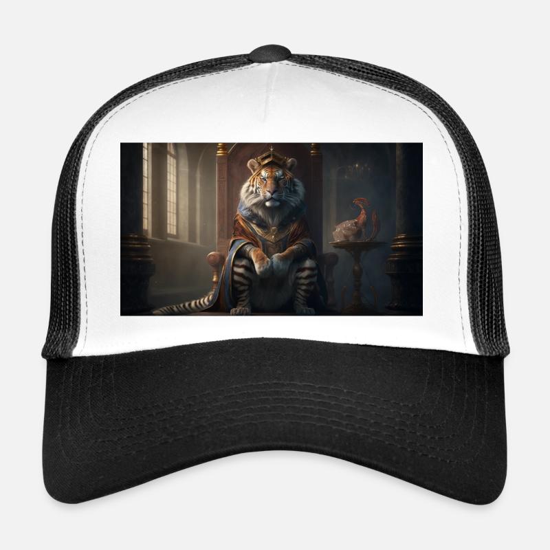 Tiger sitting on a throne, generative AI Trucker Cap