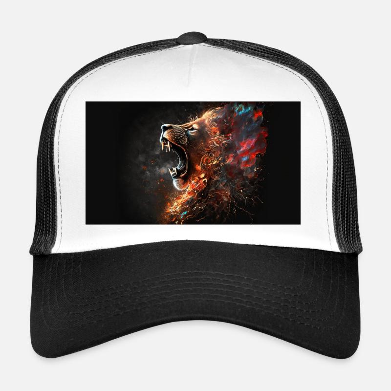 Lion on fire, generative AI Trucker Cap
