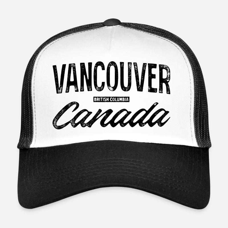 Vancouver Canada Retro Lettering Design - Trucker Cap - white/black