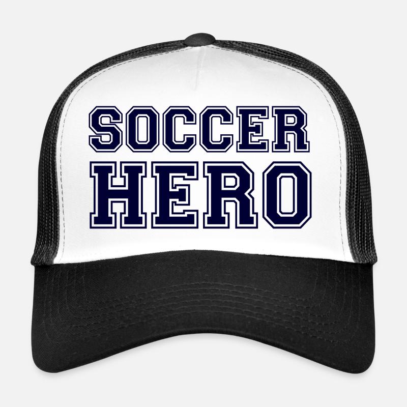Soccer Hero - Blue Text. - Trucker Cap - white/black