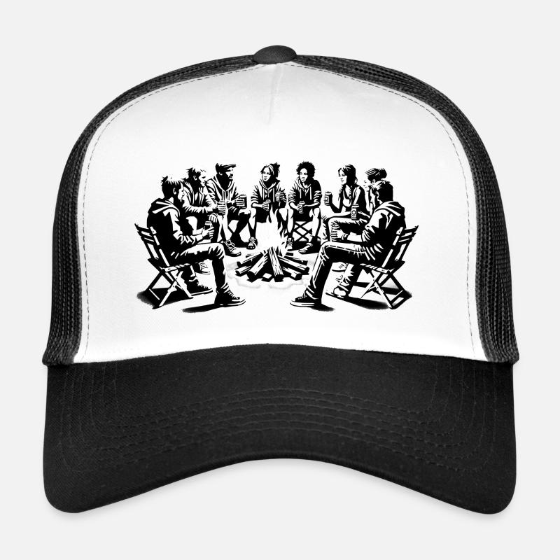 Feu de camp, boire de la bière Casquette trucker 