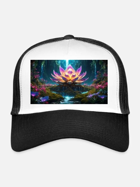 Lotus Blossom - Trucker Cap - white/black - Front