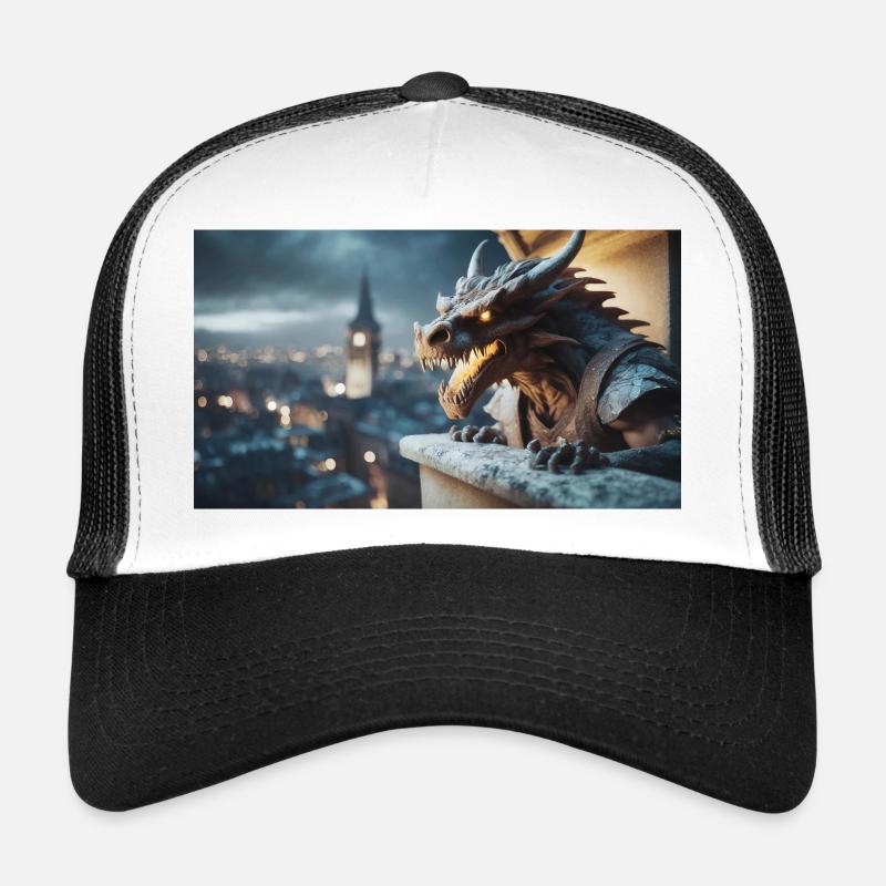Gargoyle with an evil smile monster dark horror Trucker Cap