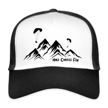 Hike Coffee Fly - Black Print - Trucker Cap - Weiß/Schwarz - Vorne