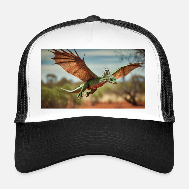 A realistic green orange dragon in the outback Trucker Cap