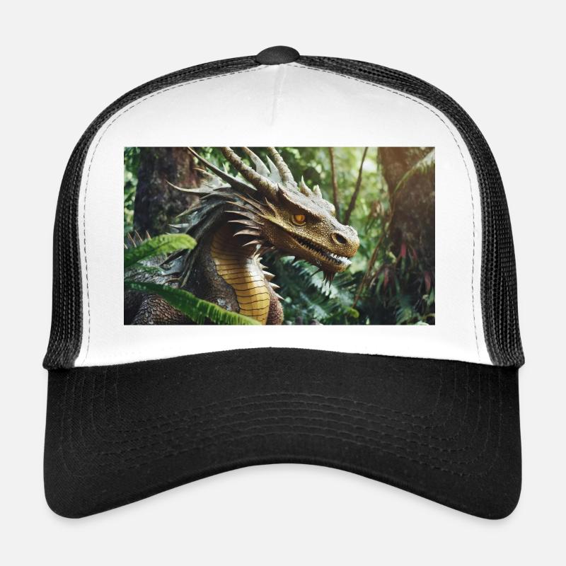 A realistic majestical green dragon is hunting Trucker Cap