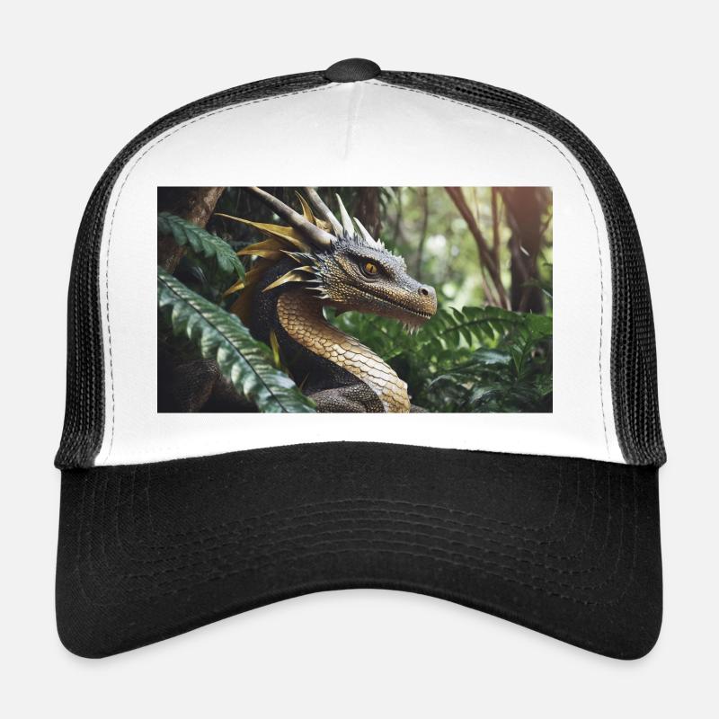 A realistic majestical green dragon is hunting Trucker Cap