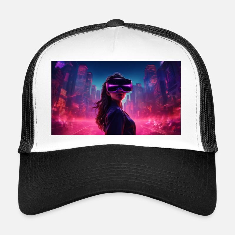 Digitale Träumereien: Eine Frau in virtueller Real Trucker Cap