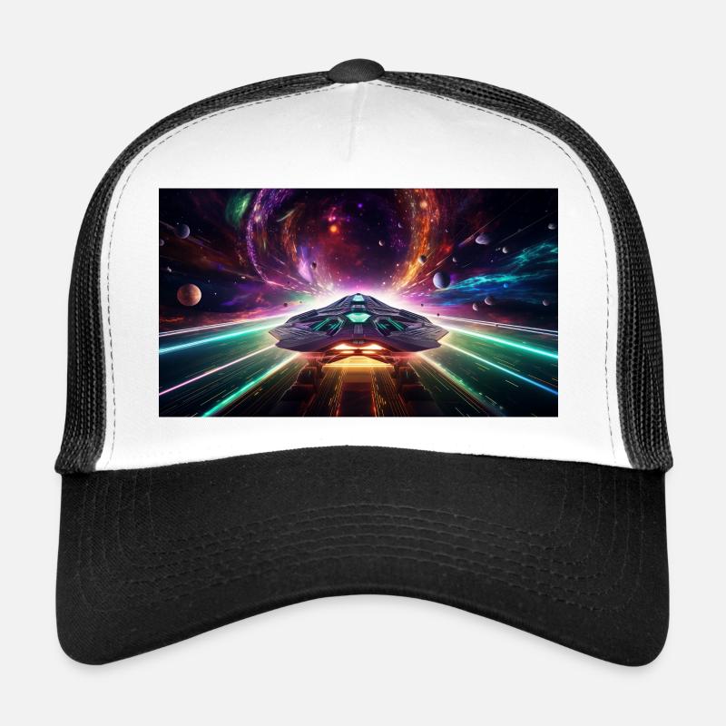 Spaceship on a journey through the galaxy Trucker Cap