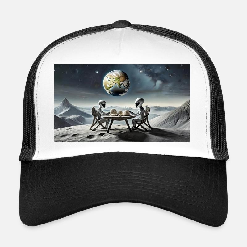 extraterrestre gris à la surface de la lune – dîner Casquette trucker 