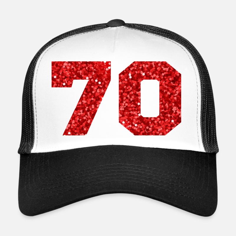70 Roter Glitzer - 70-jähriges Jubiläum - Trucker Cap - Weiß/Schwarz