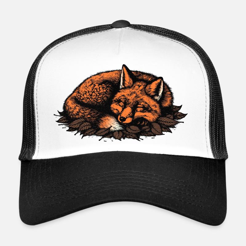 Schlafender Fuchs auf Herbstblättern Trucker Cap