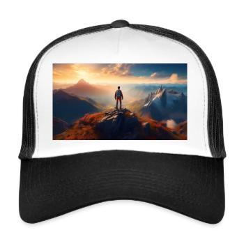 Bergsteiger auf Gipfel - Trucker Cap - Weiß/Schwarz - Vorne
