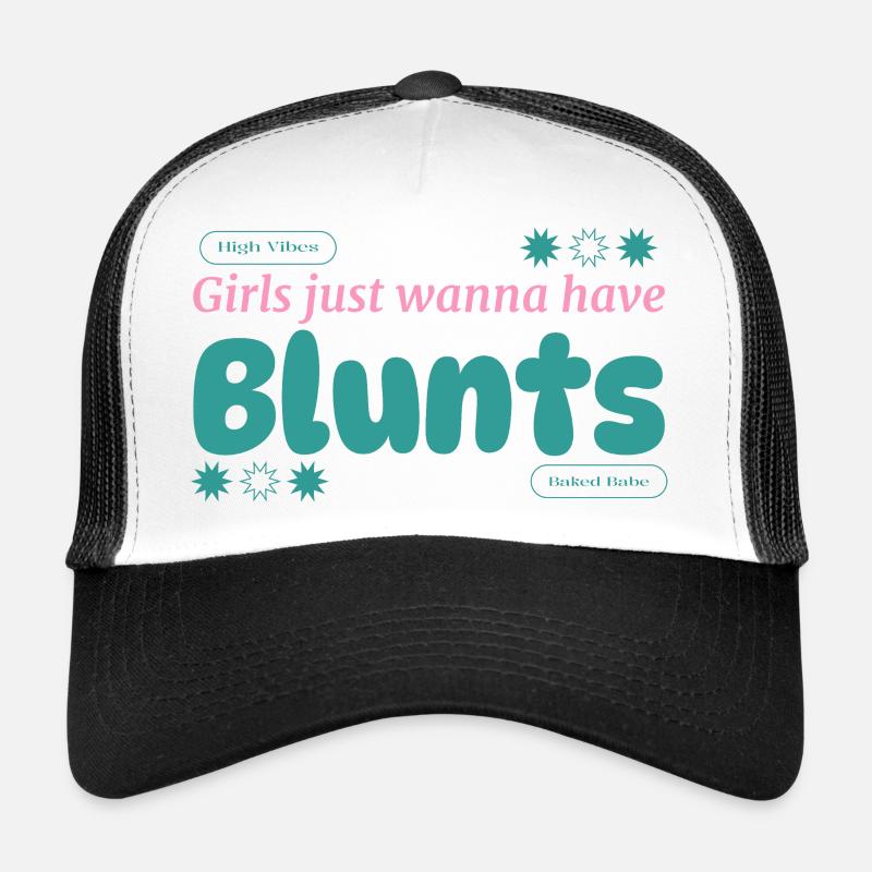 Retro Vibe Teal Pink Print - Trucker Cap - white/black