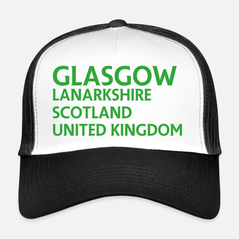 Glasgow – Scotland Textdesign - Trucker Cap - white/black